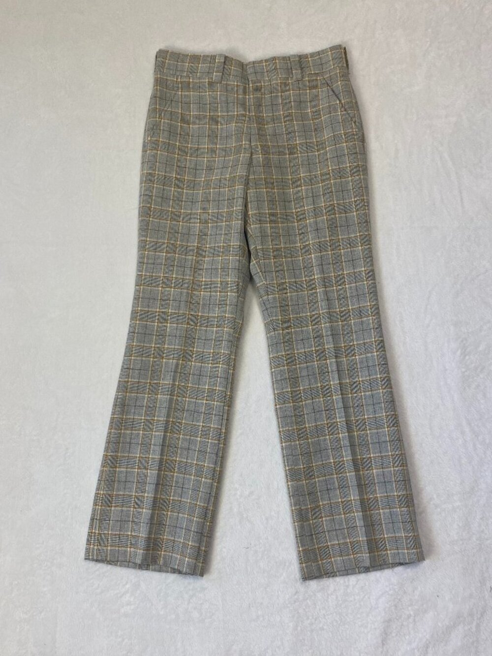 Vintage Plaid Bootcut Dress Pants Gray Tan Women's Size 30